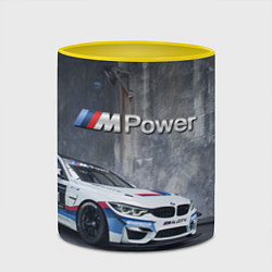 Кружка 3D BMW M4 GT4 - racing team - motorsport, цвет: 3D-белый + желтый — фото 2