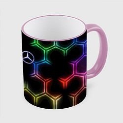 Кружка 3D Mercedes - neon pattern, цвет: 3D-розовый кант