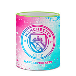 Кружка 3D Manchester City neon gradient style, цвет: 3D-светло-зеленый кант — фото 2