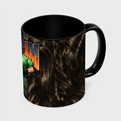 Кружка 3D DOS DOOM - Doomguy, цвет: 3D-белый + черный