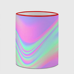 Кружка 3D Цветные волны, цвет: 3D-красный кант — фото 2