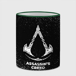 Кружка 3D Assassins Creed с потертостями на темном фоне, цвет: 3D-зеленый кант — фото 2
