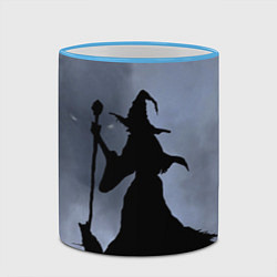 Кружка 3D Halloween - силуэт ведьмы с котом, цвет: 3D-небесно-голубой кант — фото 2