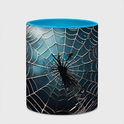 Кружка 3D Halloween - паутина на фоне мрачного неба, цвет: 3D-белый + небесно-голубой — фото 2