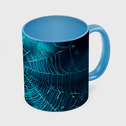 Кружка 3D Halloween паутина, цвет: 3D-белый + небесно-голубой