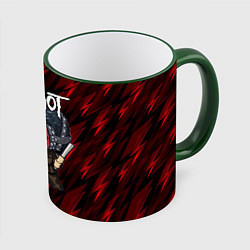 Кружка 3D Slipknot красные молнии, цвет: 3D-зеленый кант