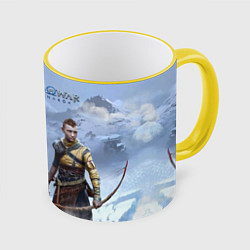 Кружка 3D God of war ragnarok-God of War: Рагнарёк, цвет: 3D-желтый кант
