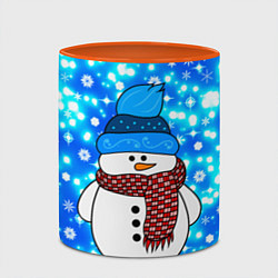Кружка 3D Снеговик в шапке, цвет: 3D-белый + оранжевый — фото 2