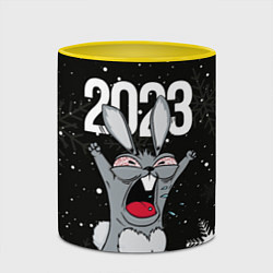 Кружка 3D Злой кролик 2023, цвет: 3D-белый + желтый — фото 2