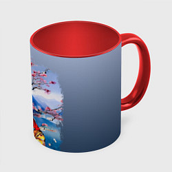 Кружка 3D Кролик в китайском халате, цвет: 3D-белый + красный