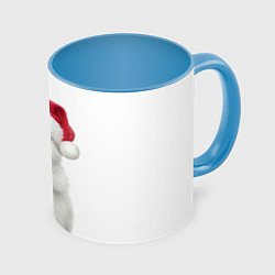 Кружка 3D Рождественский крольчонок, цвет: 3D-белый + небесно-голубой