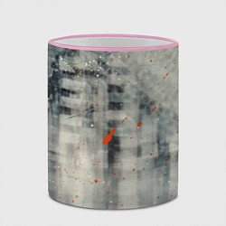 Кружка 3D Серый туман и оранжевые краски, цвет: 3D-розовый кант — фото 2