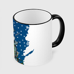 Кружка 3D Кролик и гирлянда - 2023, цвет: 3D-черный кант