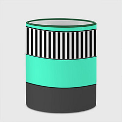 Кружка 3D Полосатый зеленый с черным и белым узор, цвет: 3D-зеленый кант — фото 2