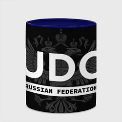 Кружка 3D Russian Federation judo - на черном фоне, цвет: 3D-белый + синий — фото 2