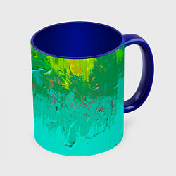 Кружка 3D Абстрактные краски - текстура, цвет: 3D-белый + синий