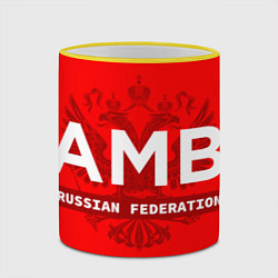 Кружка 3D Russian federation sambo - на красном фоне, цвет: 3D-желтый кант — фото 2
