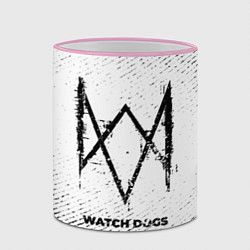 Кружка 3D Watch Dogs с потертостями на светлом фоне, цвет: 3D-розовый кант — фото 2