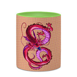 Кружка 3D Красный дракон в форме цифры 8, цвет: 3D-белый + светло-зеленый — фото 2
