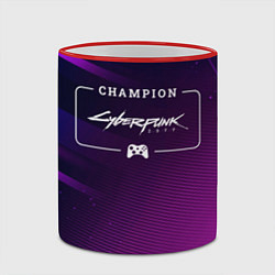 Кружка 3D Cyberpunk 2077 gaming champion: рамка с лого и джо, цвет: 3D-красный кант — фото 2