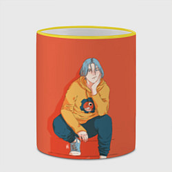 Кружка 3D Ланга на ступеньках, цвет: 3D-желтый кант — фото 2