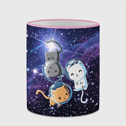 Кружка 3D Три котика в открытом космосе, цвет: 3D-розовый кант — фото 2