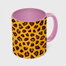 Кружка 3D Текстура леопарда, цвет: 3D-белый + розовый