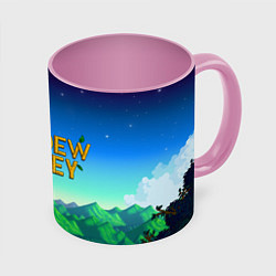 Кружка 3D Горы Stardew Valley, цвет: 3D-белый + розовый