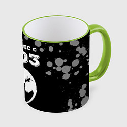 Кружка 3D На Земле с 2003: краска на темном, цвет: 3D-светло-зеленый кант