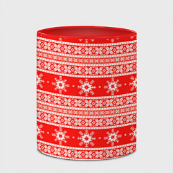 Кружка 3D New Year snowflake pattern, цвет: 3D-белый + красный — фото 2