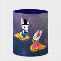 Кружка 3D Пара белых кроликов в ханбоках, цвет: 3D-белый + синий — фото 2