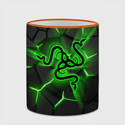 Кружка 3D Razer neon logo, цвет: 3D-оранжевый кант — фото 2