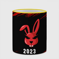 Кружка 3D 2023 Кролик суровый, цвет: 3D-желтый кант — фото 2