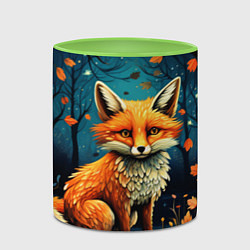 Кружка 3D Лиса в Folk Art стиле, цвет: 3D-белый + светло-зеленый — фото 2