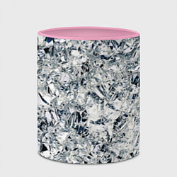 Кружка 3D Сверкающие кристаллы серебра, цвет: 3D-белый + розовый — фото 2