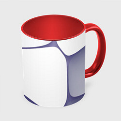 Кружка 3D Абстрактный белый и фиолетовый паттерн, цвет: 3D-белый + красный