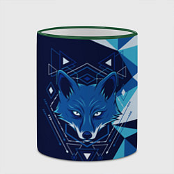 Кружка 3D Голова синей лисы, цвет: 3D-зеленый кант — фото 2