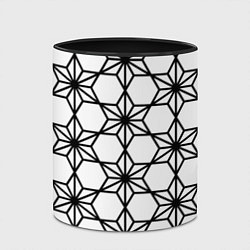 Кружка 3D Чёрно-белый абстрактный паттерн из звёзд, цвет: 3D-белый + черный — фото 2