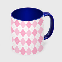 Кружка 3D Pink argyle, цвет: 3D-белый + синий