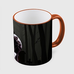Кружка 3D Уэнсдэй: темный лес, цвет: 3D-оранжевый кант