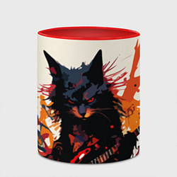 Кружка 3D Black rocker cat on a light background - C-Cats co, цвет: 3D-белый + красный — фото 2