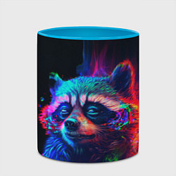 Кружка 3D Енот в неоновой дымке, цвет: 3D-белый + небесно-голубой — фото 2