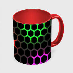 Кружка 3D Gradient hexagon genshin, цвет: 3D-белый + красный