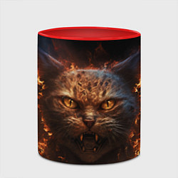 Кружка 3D Огненный кот, цвет: 3D-белый + красный — фото 2