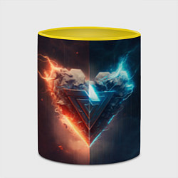 Кружка 3D Две части каменного брутального сердца в неоне, цвет: 3D-белый + желтый — фото 2