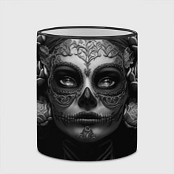 Кружка 3D Девушка с макияжем для дня мертвых, цвет: 3D-черный кант — фото 2