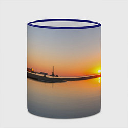 Кружка 3D Санкт-Петербург, закат на Финском заливе, цвет: 3D-синий кант — фото 2