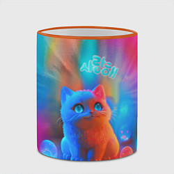 Кружка 3D Милый котенок - тай-дай, цвет: 3D-оранжевый кант — фото 2