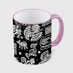 Кружка 3D Знаки племени Майя, цвет: 3D-розовый кант
