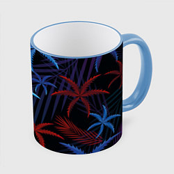 Кружка 3D Листья пальмы, цвет: 3D-небесно-голубой кант